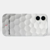 Coques Case-Mate iPhone Balle de golf blanche texturée avec nom et numéro (Verso (horizontal))