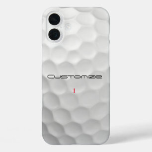 Coques iPhone 16 Plus Balle de golf blanche texturée avec nom et numéro