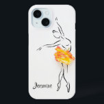 Coque Pour iPhone 15 Ballerina Rose Ballet Dancer Nom personnalisé<br><div class="desc">Ballerina Rose Ballet Dancer Personnalisé Nom iPhone 15 Les boîtiers de téléphone disposent d'une illustration de ligne d'une ballerine avec une jolie rose orange et rose comme une jupe. Personnalisé avec votre nom en modifiant le texte dans la zone de texte fournie. Conçu par ©Evco Studio www.zazzle.com/store/evcostudio</div>