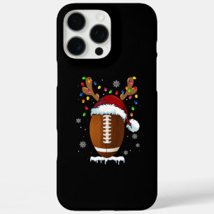 Coques iPhone 16 Pro Max Ballon de Football de Noël Santa Lumières Drôle Ga
