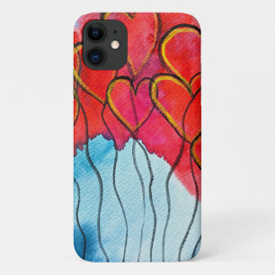 Case-Mate iPhone Case Ballons de coeur rouge Valentine aquarelle