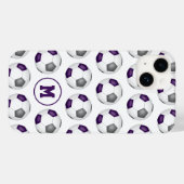 Coques Case-Mate iPhone ballons de football gris violet motif monogrammed (Verso (horizontal))
