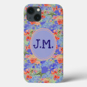 Coques Case-Mate iPhone Balsam et Lobelia fleurs & Initiales (Verso)