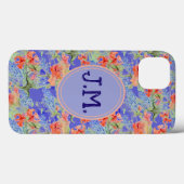 Coques Case-Mate iPhone Balsam et Lobelia fleurs & Initiales (Verso (horizontal))