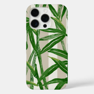 Coques iPhone 16 Pro Bamboo Jungle Hawaiian Stripe - Taupe et vert