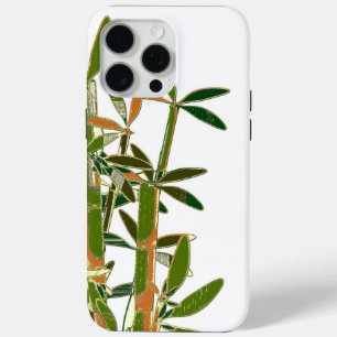 Coque iPhone 15 Pro Max Bambou vert isolé sur fond blanc