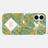 Coques Case-Mate iPhone Banane tropicale moderne vert Motif Monogramme (Verso (horizontal))