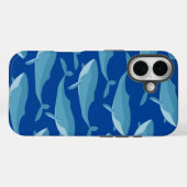 Coques Case-Mate iPhone Banc de baleines nageant bleu foncé (Verso (horizontal))