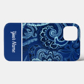 Coques Case-Mate iPhone Bandanna Bleue de la Marine Boho (Verso (horizontal))