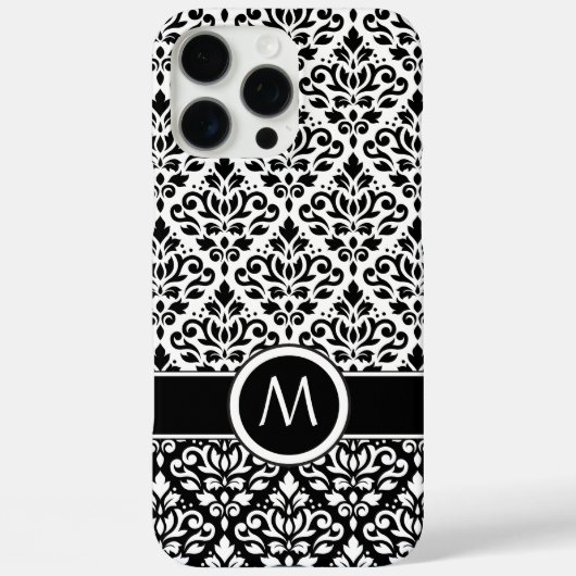 Coques Case-Mate iPhone Bande BW 2Part Ptn Damask (Personnalisée) (Verso)