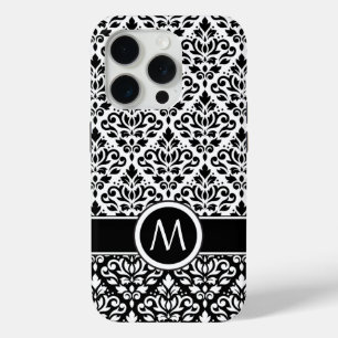 Coque iPhone 15 Pro Bande BW 2Part Ptn Damask (Personnalisée)