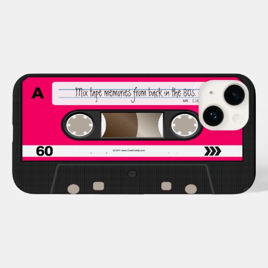Coques Case-Mate iPhone Bande de cassette rétro rose foncé personnalisée (Verso (horizontal))