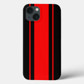 Coques Case-Mate iPhone Bande de course noire et rouge (Verso)