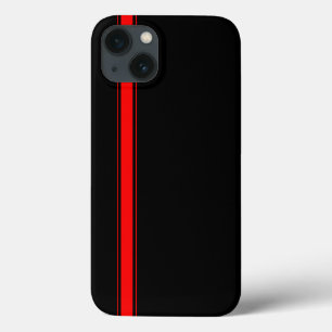 iPhone 13 Coque Bande de course noire et rouge