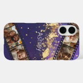 Coques Case-Mate iPhone Bande de film Feuille violet et or (Verso (horizontal))
