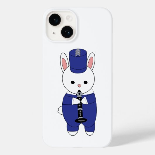 Coques Case-Mate iPhone Bande de Marquage Clarinet Lapin Bleu Blanc Bleu (Verso)
