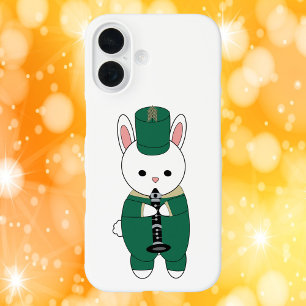 Coques iPhone 16 Bande de Marquage de lapin Clarinet Green Gold