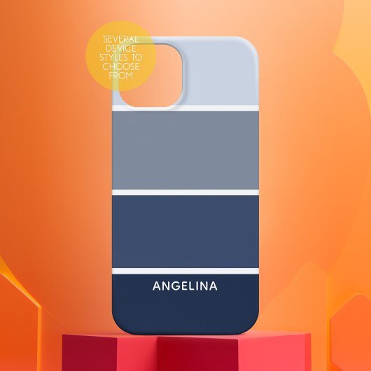 Coques Case-Mate iPhone Bande de puces de peinture bleu marine avec nom pe