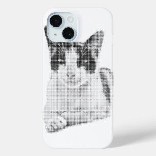 Coque Pour iPhone 15 Bande dessinée de chat calico en demi-teinte