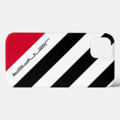 Coques Case-Mate iPhone Bande diagonale noire et blanche, nom, rouge (Verso (horizontal))