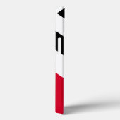 Coques Case-Mate iPhone Bande diagonale noire et blanche, nom, rouge (Verso / Droite)