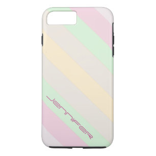 Coque Case-Mate Pour iPhone Bande diagonale Pastel avec nom personnalisé, dure