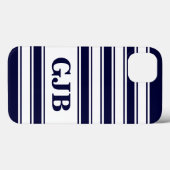 Coques Case-Mate iPhone Bande horizontale de la marine avec monogramme (Verso (horizontal))