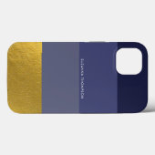 Coques Case-Mate iPhone Bande horizontale moderne Marine Bleu & Or (Verso (horizontal))
