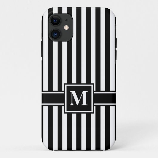 Coques Case-Mate iPhone Bande moderne noire avec Monogramme (Dos)