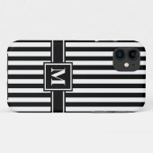 Coques Case-Mate iPhone Bande moderne noire avec Monogramme (Dos (Horizontal))