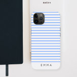 Case-Mate iPhone Case Bande moderne | Scandi Bleu Nautique<br><div class="desc">Un coque simple et frappant avec un design de rayures horizontales chic moderne en bleu nautique, avec un arrière - plan gris clair dans un style scandinave minimaliste "Scandi". Votre nom, vos initiales ou mot favori dans la typographie moderne de bloc en noir tendance que vous pouvez facilement personnaliser pour...</div>