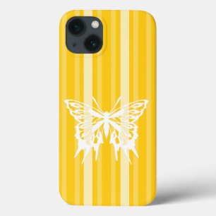 iPhone 13 Case Bande victorienne de moutarde avec papillon