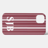 Coques Case-Mate iPhone Bande victorienne Rose foncée avec Monogramme (Verso (horizontal))
