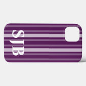 Coques Case-Mate iPhone Bande victorienne violette avec monogramme (Verso (horizontal))