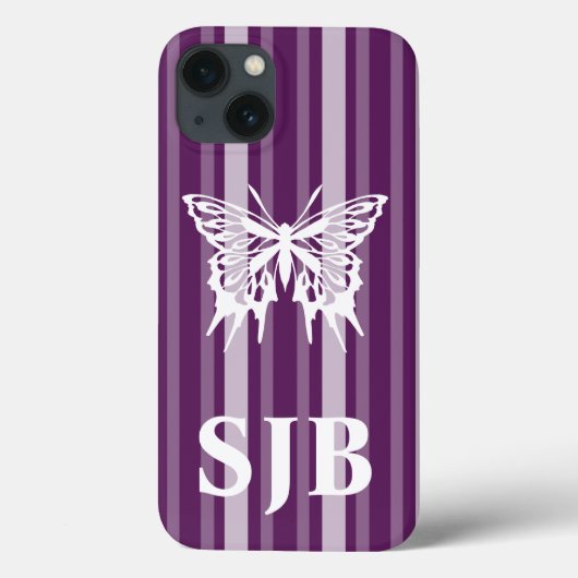 Coques Case-Mate iPhone Bande victorienne violette avec papillon (Verso)