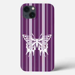 Etui iPhone 13 Bande victorienne violette avec papillon