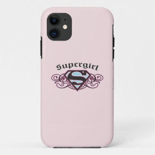 Coque Case-Mate Pour iPhone Bandes à épingles supergirl noir et rose