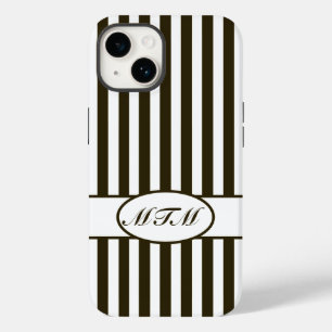 Coque Pour iPhone 14 Bandes automnales au chocolat avec monogramme