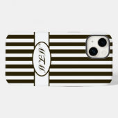 Coques Case-Mate iPhone Bandes automnales au chocolat avec monogramme (Verso (horizontal))