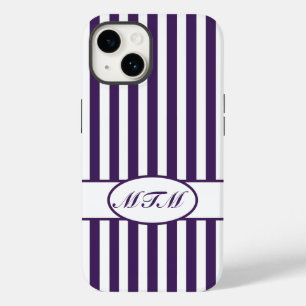 Coques Pour iPhone Bandes automnales pourpres avec monogramme