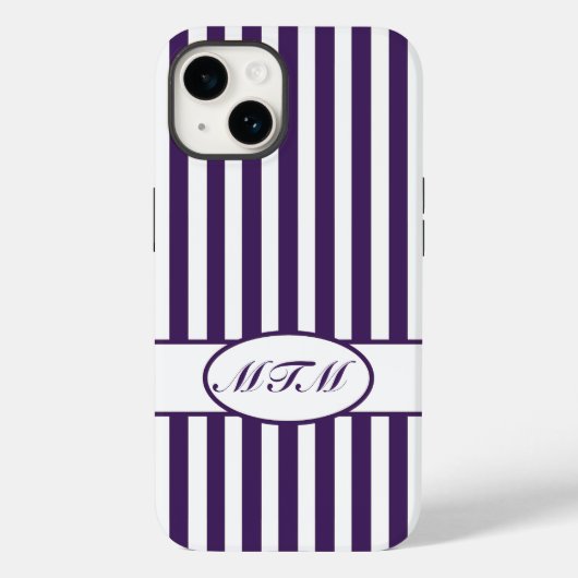 Coques Case-Mate iPhone Bandes automnales pourpres avec monogramme (Verso)