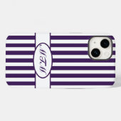 Coques Case-Mate iPhone Bandes automnales pourpres avec monogramme (Verso (horizontal))