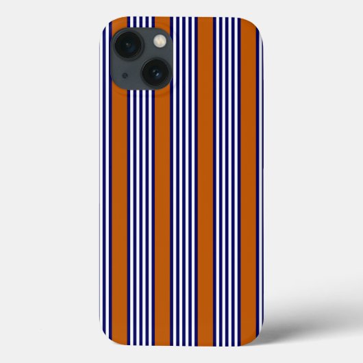 Coques Case-Mate iPhone Bandes bleu marine et blanc avec orange brûlé (Verso)