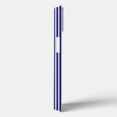 Coques Case-Mate iPhone Bandes bleu marine et blanc avec orange brûlé (Verso / Droite)