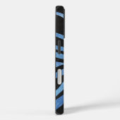 Coques Case-Mate iPhone Bandes bleues entrelacées sur fond noir (Verso / Droite)