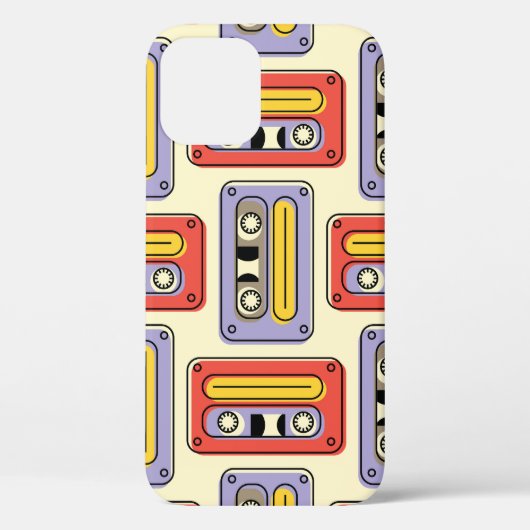Coques Case-Mate iPhone Bandes cassettes rétro : motif sans soudure. (Verso)
