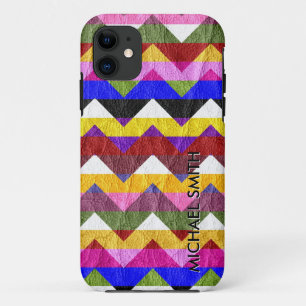 Coque iPhone 11 Bandes Chevron couleur cuir #2