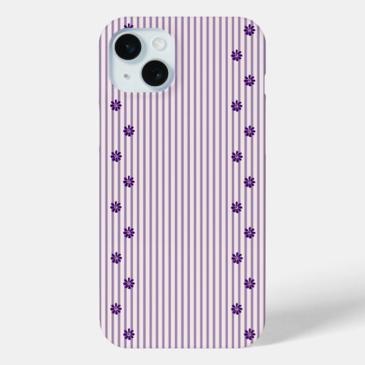 Coques Case-Mate iPhone Bandes chics violettes et lignes de fleurs violett (Verso)