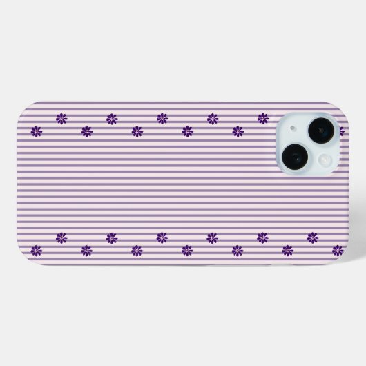 Coques Case-Mate iPhone Bandes chics violettes et lignes de fleurs violett (Verso (horizontal))