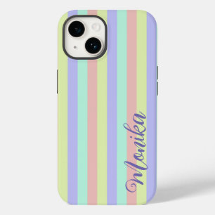 Coque Pour iPhone 14 Bandes Colorées Pastel Cute Personnalisées